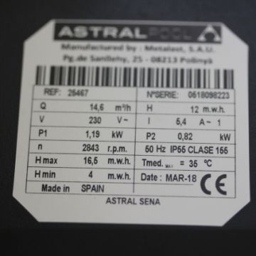 Astral Sena 1,25 HK poolpump